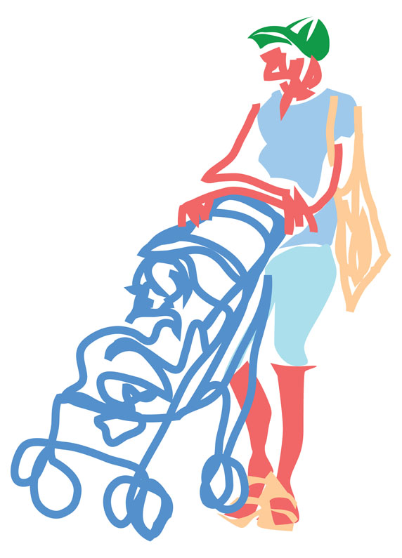 frau mit kinderwagen